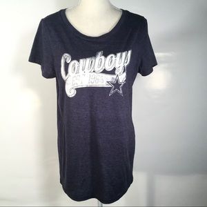DALLAS COWBOYS | NFL Classic Metalic Logo Texas Football T-Shirt - L Superbowl